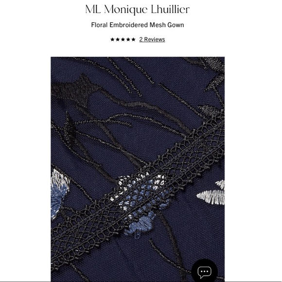 ML Monique Lhuillier Floral embroidered mesh gown size 12 - Picture 7 of 10